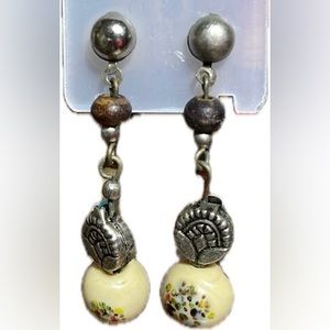 Vintage drop post earrings with ceramic beads